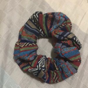 Hand made scrunchie made from hand woven fabric